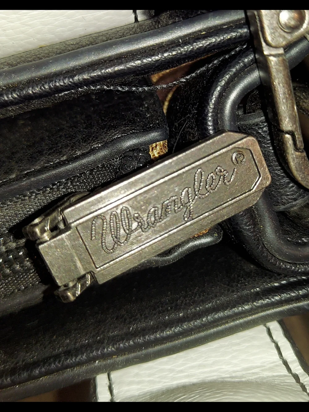 Wrangler Black and White Vegan Cowhide Mini Satchel